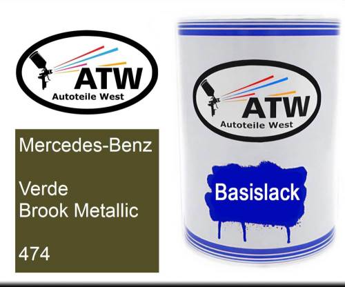 Mercedes-Benz, Verde Brook Metallic, 474: 500ml Lackdose, von ATW Autoteile West.